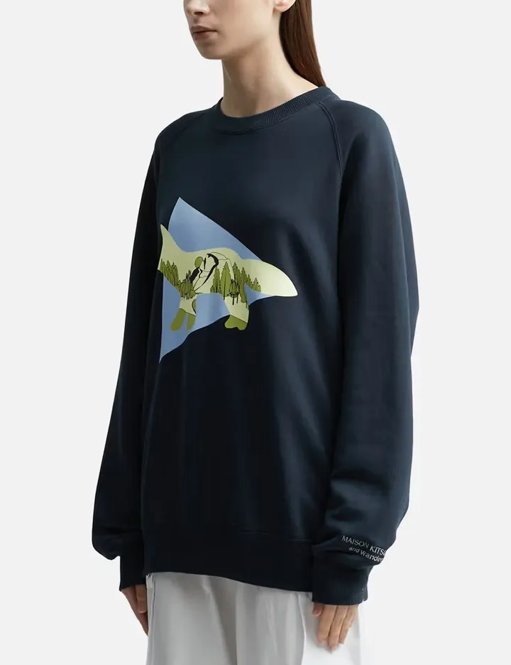 MAISON KITSUNE  |Crew Neck Long Sleeves Plain Other Animal Patterns Cotton