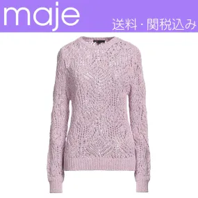 maje  |Crew Neck Casual Style Long Sleeves Cotton