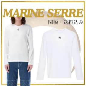 MARINE SERRE  |Long Sleeves Plain Cotton Long Sleeve T-shirt Logo