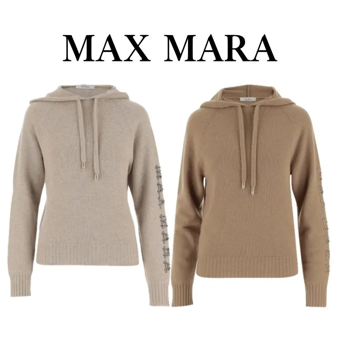 MaxMara  |Casual Style Wool Blended Fabrics Long Sleeves Plain