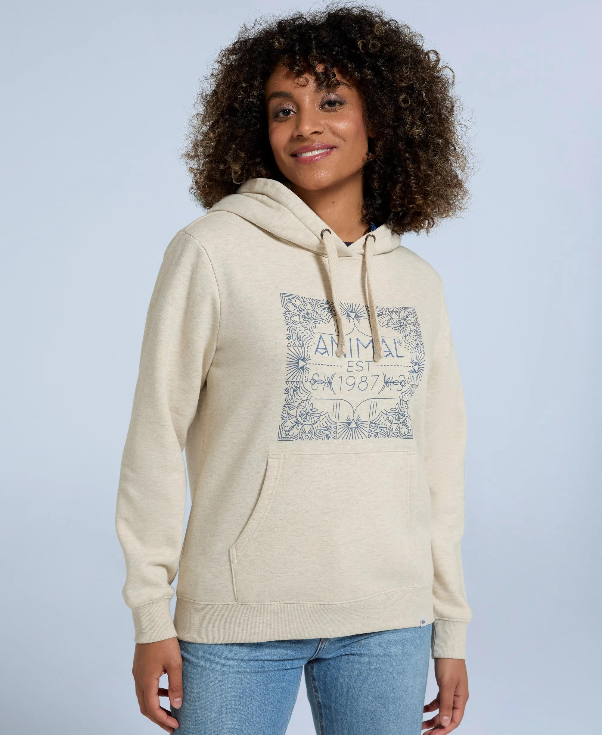 Maya Womens Graphic Hoodie - Light Beige