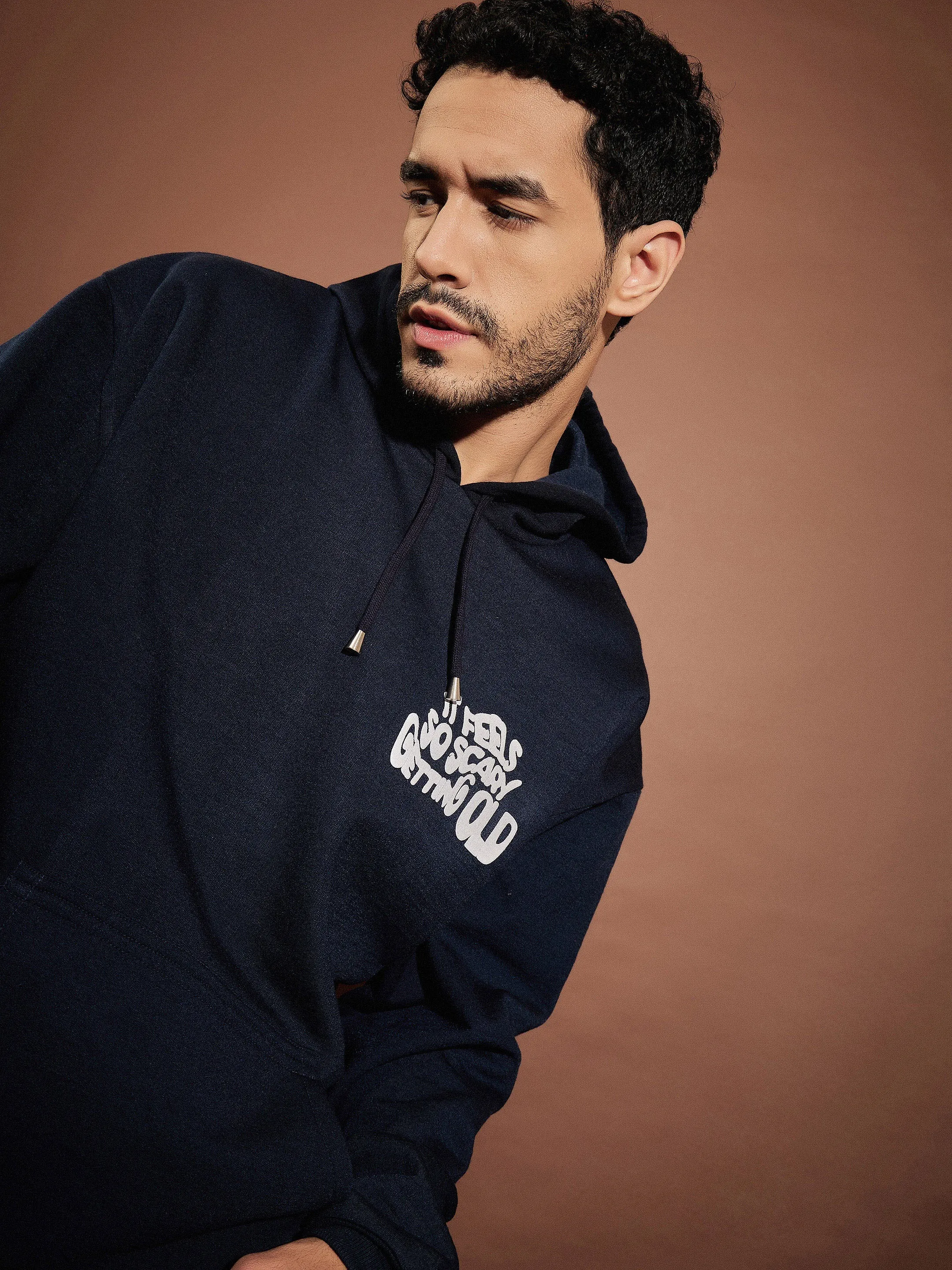 Men Navy GETTING OLD Oversized Hoodie With Joggers