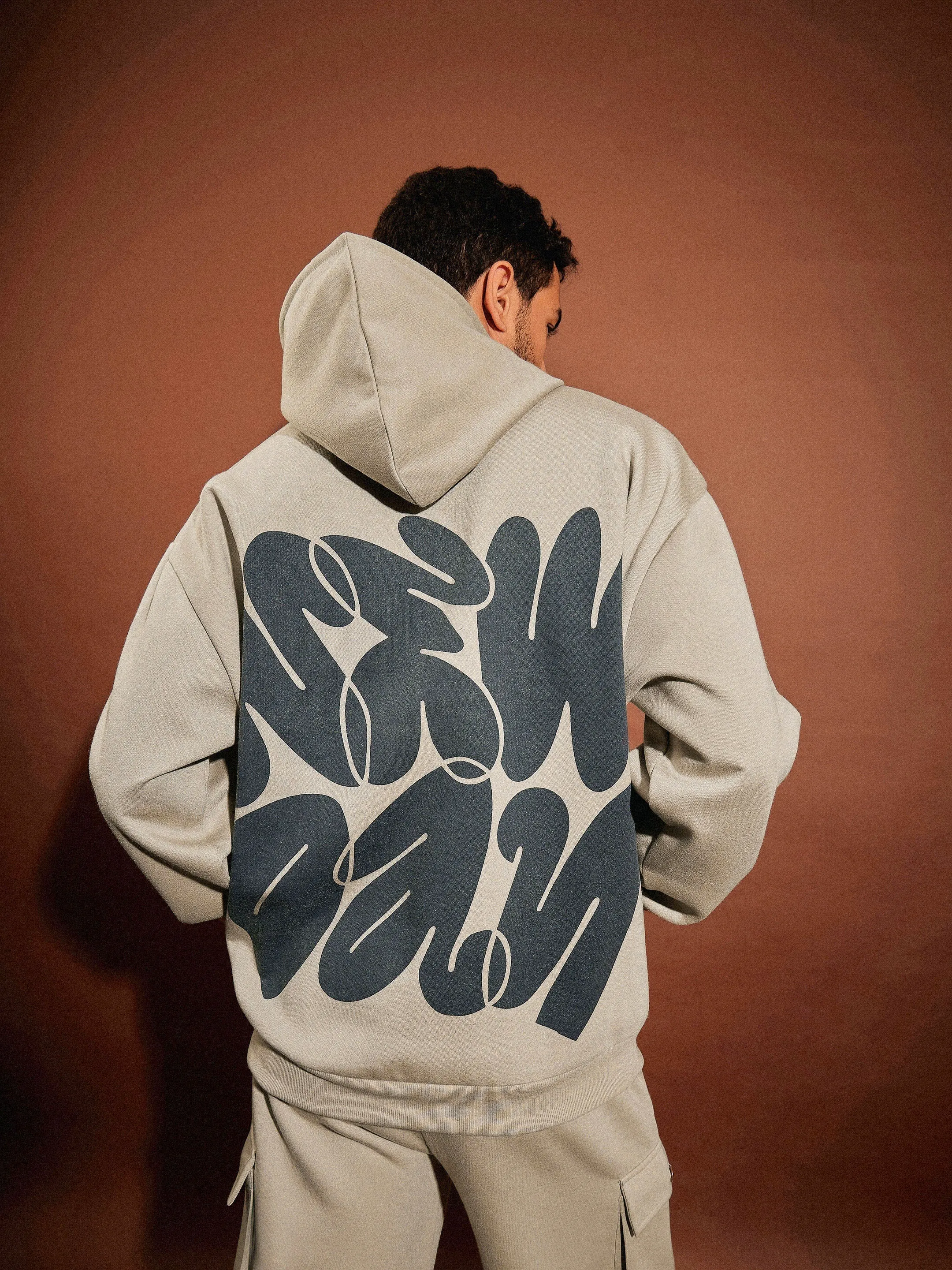 Men Taupe NEW DAY Oversized Hoodie