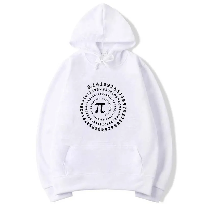 Men's Casual Fashion Funny Pi Design Printed O-Neck Cotton Hoodies