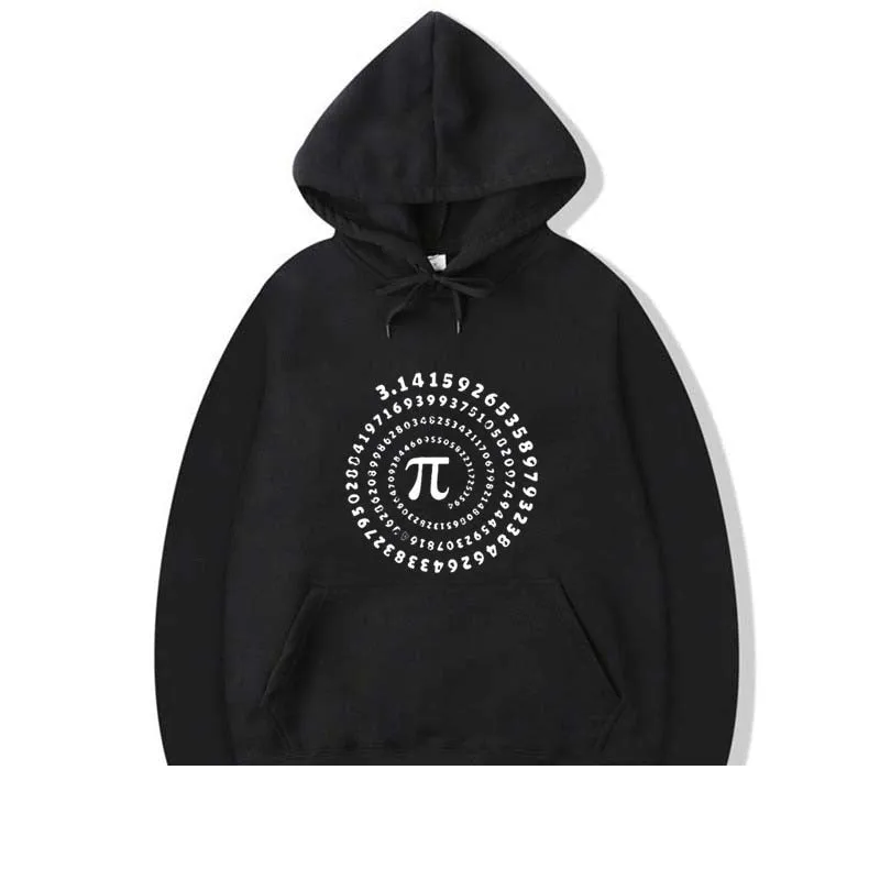 Men's Casual Fashion Funny Pi Design Printed O-Neck Cotton Hoodies