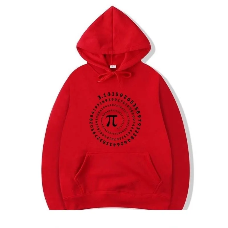 Men's Casual Fashion Funny Pi Design Printed O-Neck Cotton Hoodies