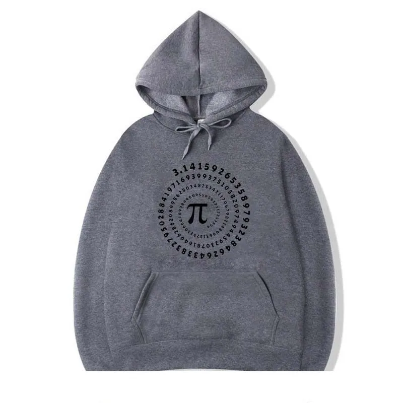 Men's Casual Fashion Funny Pi Design Printed O-Neck Cotton Hoodies