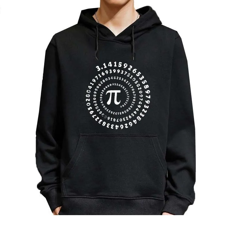 Men's Casual Fashion Funny Pi Design Printed O-Neck Cotton Hoodies