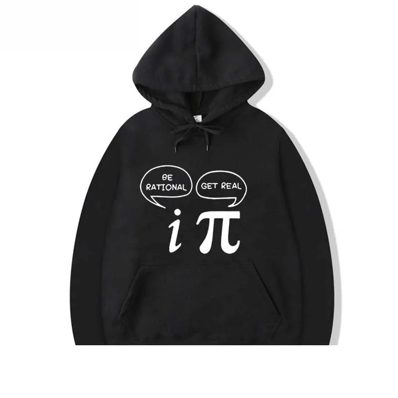 Men's Fashion Casual Funny Pi Design Printed O-Neck Cotton Hoodies