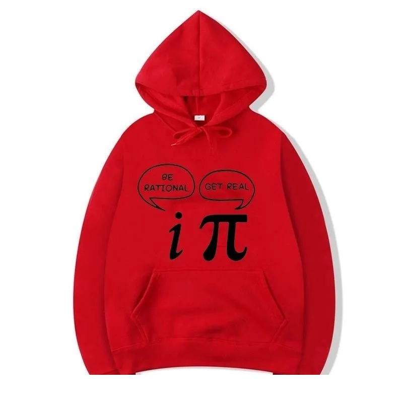 Men's Fashion Casual Funny Pi Design Printed O-Neck Cotton Hoodies