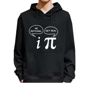 Men's Fashion Casual Funny Pi Design Printed O-Neck Cotton Hoodies