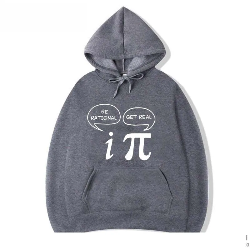 Men's Fashion Casual Funny Pi Design Printed O-Neck Cotton Hoodies