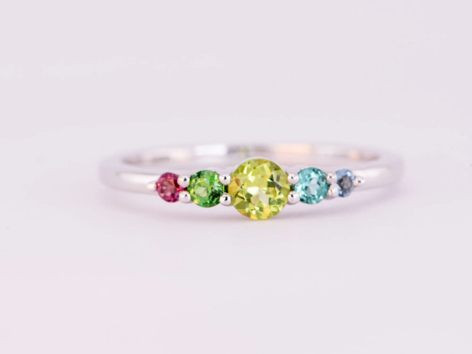 Mixed Tourmaline Wedding Band 14K Gold R5070