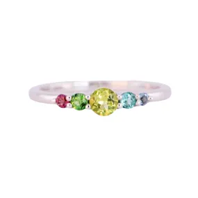 Mixed Tourmaline Wedding Band 14K Gold R5070