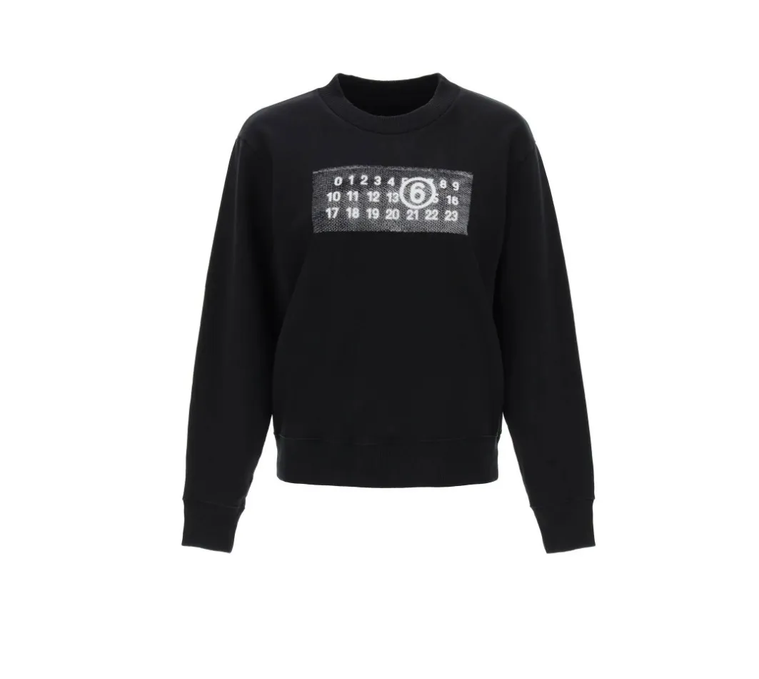 MM6 Maison Margiela  |Crew Neck Rib Long Sleeves Cotton Logo Hoodies & Sweatshirts