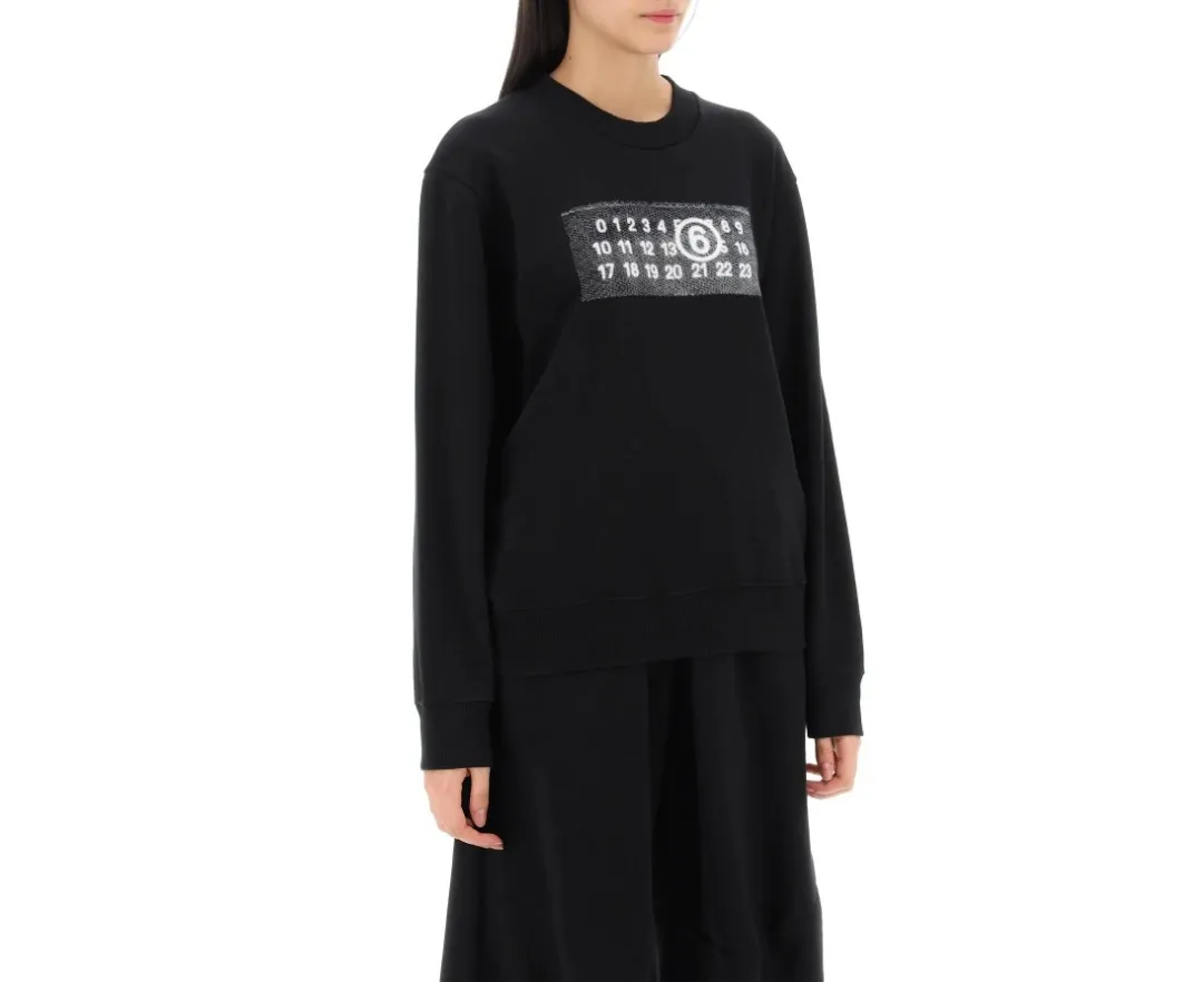 MM6 Maison Margiela  |Crew Neck Rib Long Sleeves Cotton Logo Hoodies & Sweatshirts