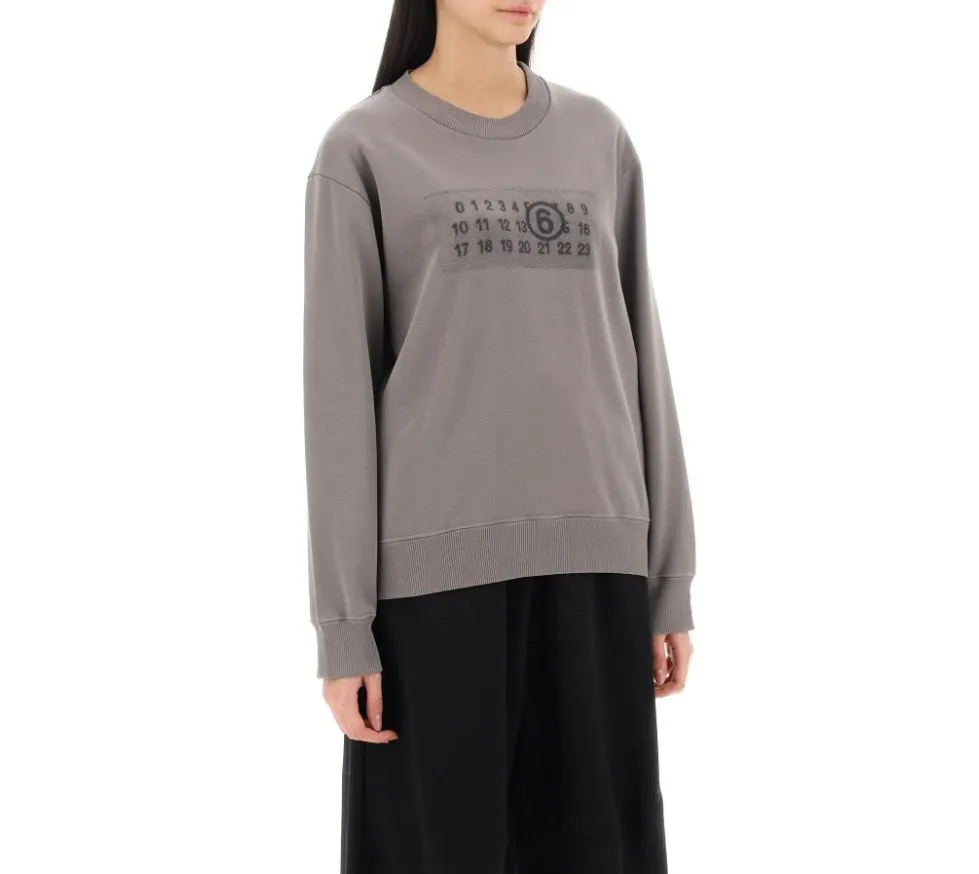 MM6 Maison Margiela  |Crew Neck Rib Long Sleeves Cotton Logo Hoodies & Sweatshirts