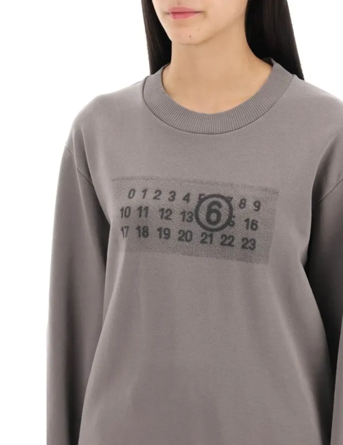 MM6 Maison Margiela  |Crew Neck Rib Long Sleeves Cotton Logo Hoodies & Sweatshirts