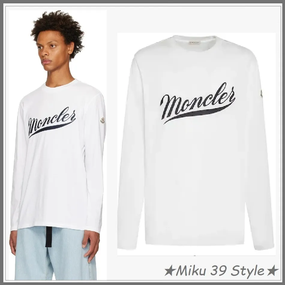 MONCLER  |Crew Neck Long Sleeves Plain Cotton Long Sleeve T-shirt