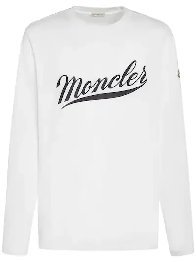 MONCLER  |Crew Neck Long Sleeves Plain Cotton Long Sleeve T-shirt