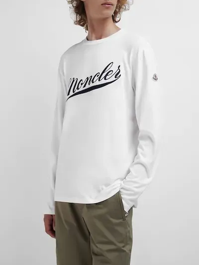 MONCLER  |Crew Neck Long Sleeves Plain Cotton Long Sleeve T-shirt