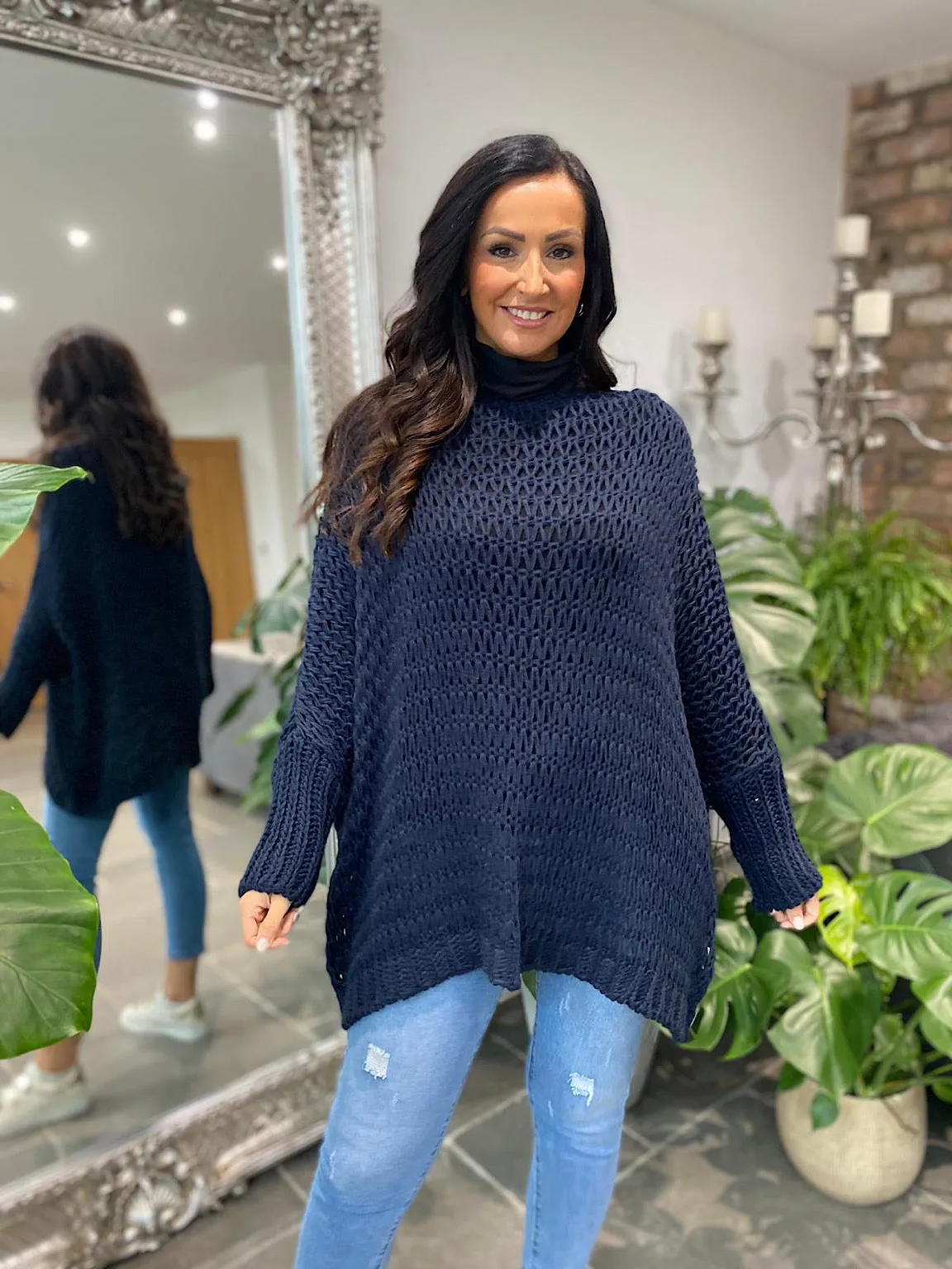 Navy Loose Weave Jumper Juliet