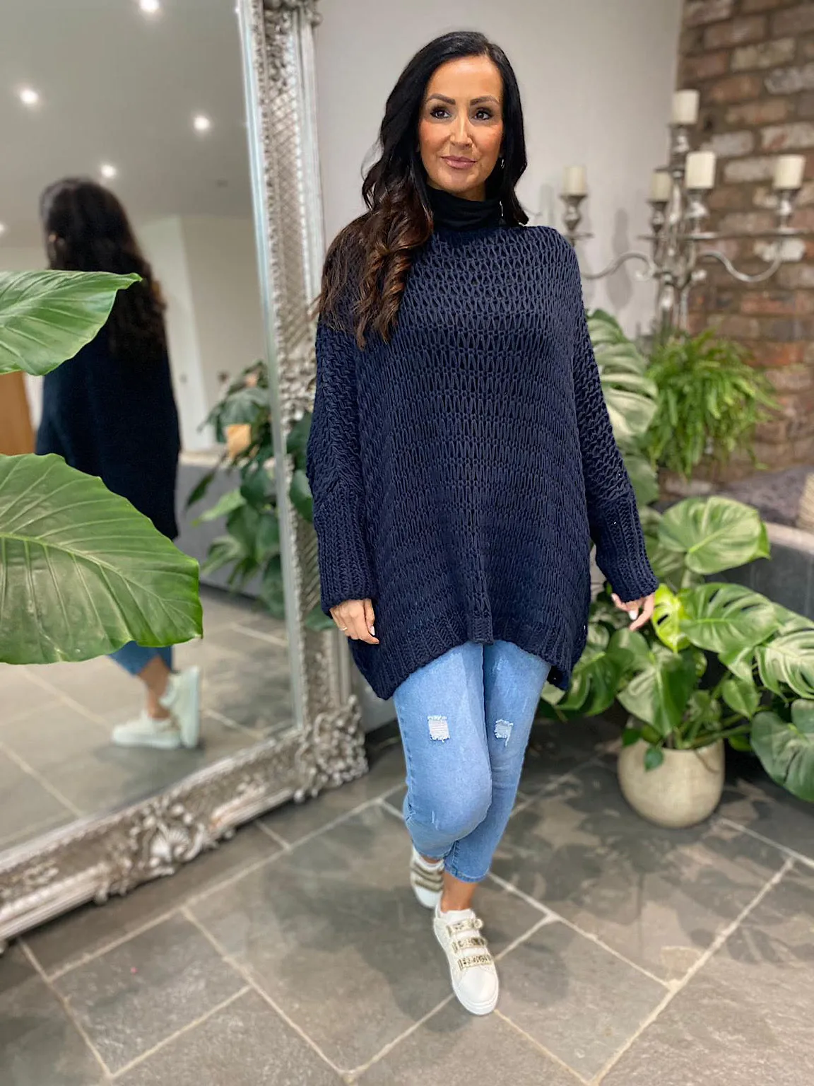 Navy Loose Weave Jumper Juliet