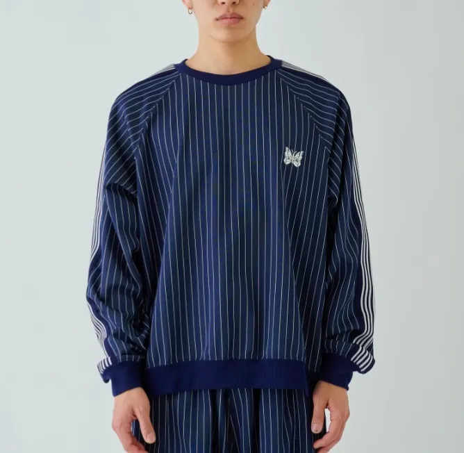 Needles  |Crew Neck Stripes Unisex Long Sleeves Sweatshirts