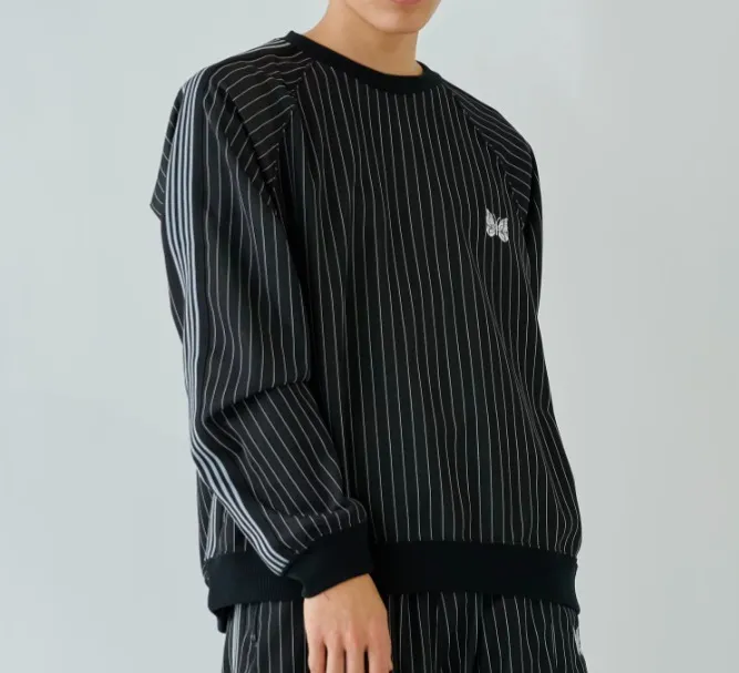 Needles  |Crew Neck Stripes Unisex Long Sleeves Sweatshirts