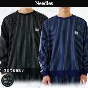 Needles  |Crew Neck Stripes Unisex Long Sleeves Sweatshirts