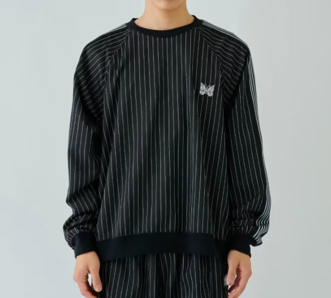 Needles  |Crew Neck Stripes Unisex Long Sleeves Sweatshirts