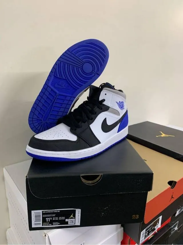 Nike air jordan 1 mid se union game royal black toe shoes