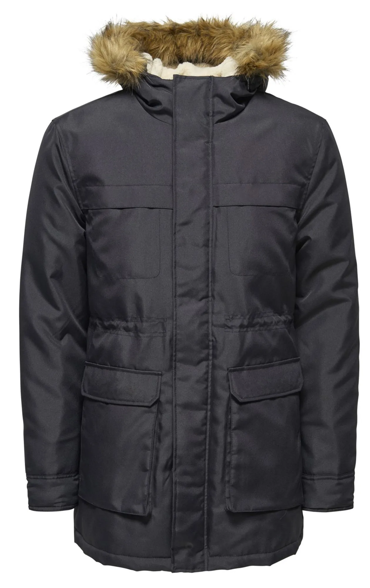 Only & Sons John Padded Hooded Parka Jacket Dark Navy