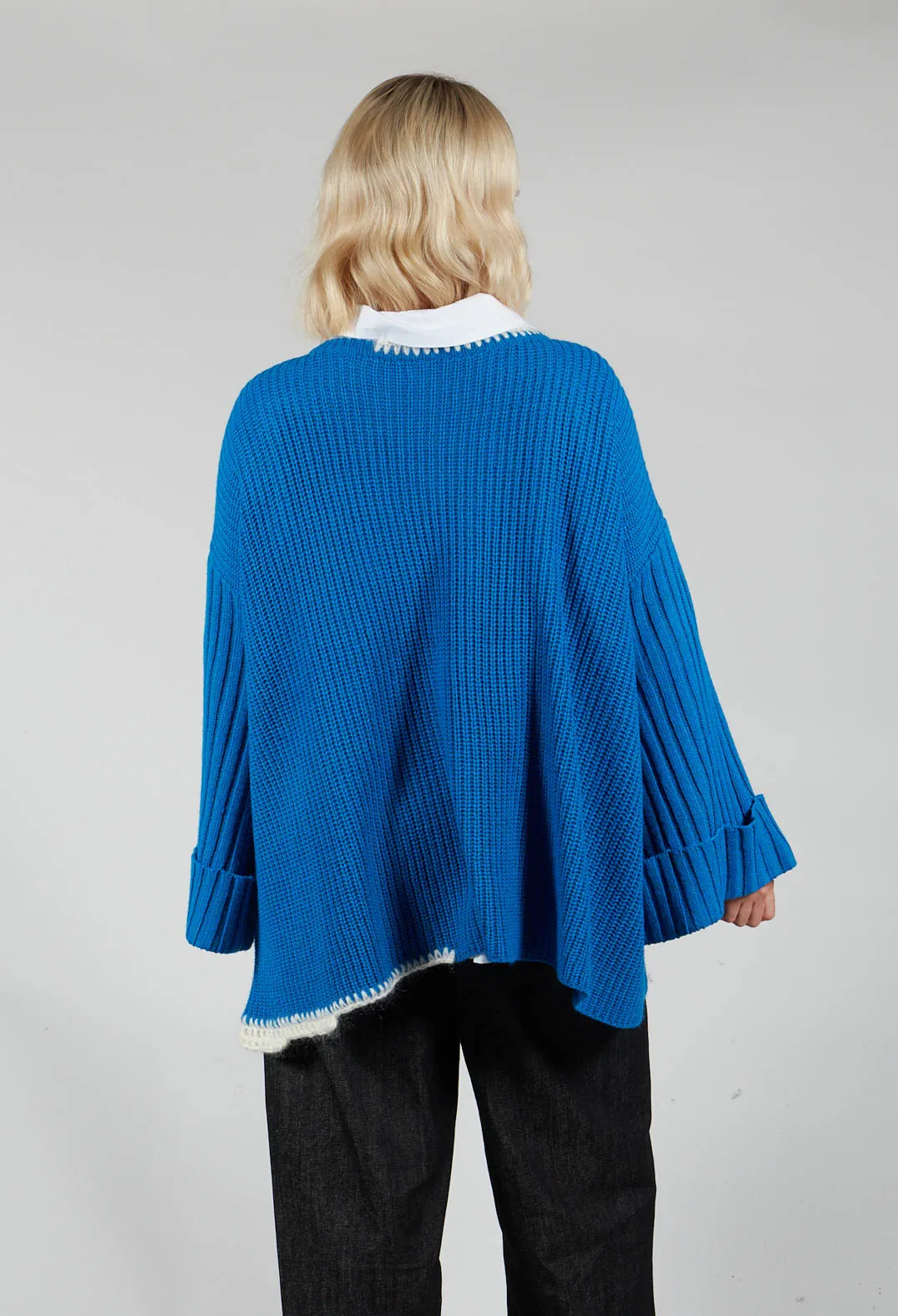 Oversized Knitted Jumper in Blue