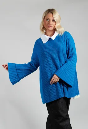 Oversized Knitted Jumper in Blue