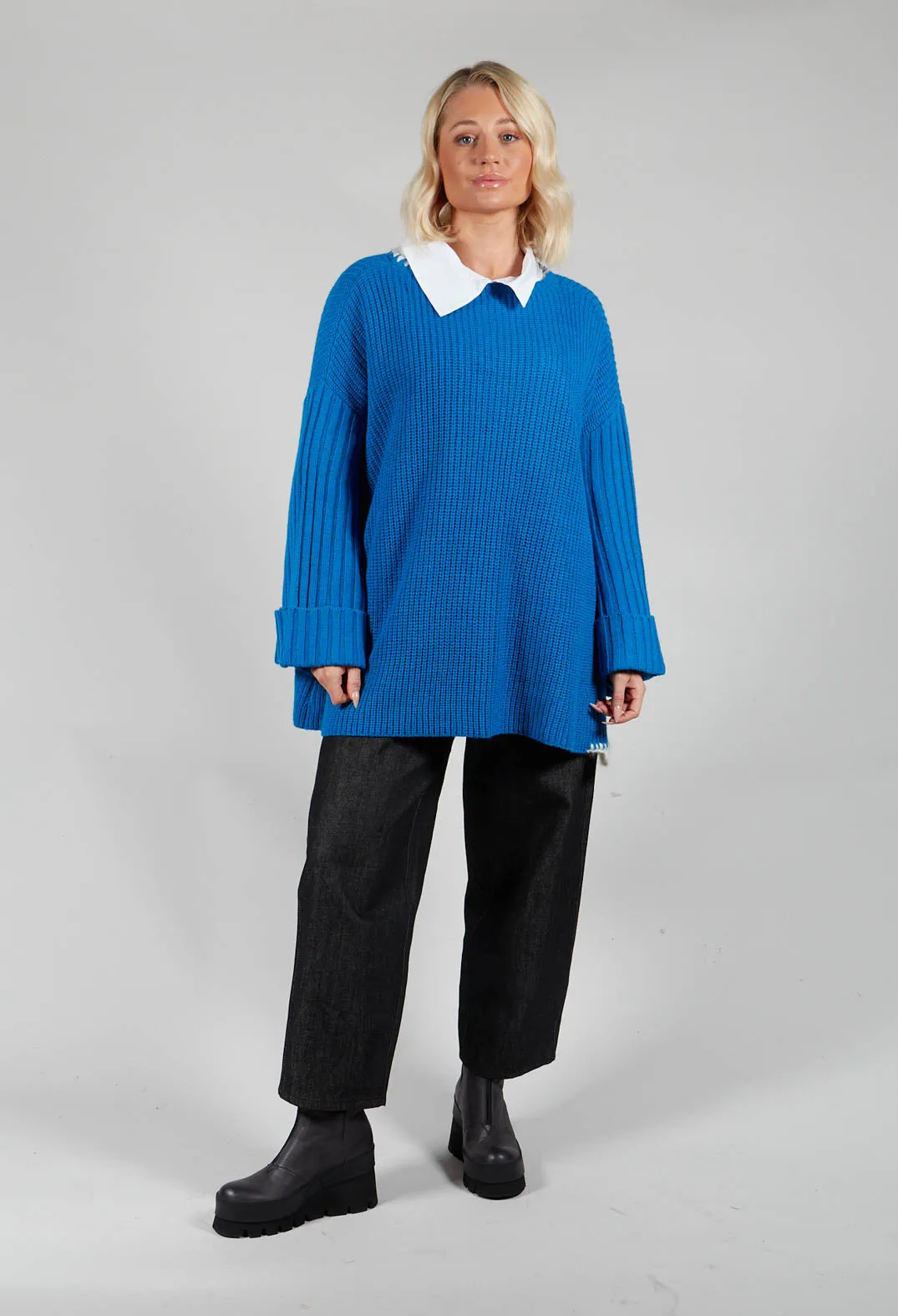 Oversized Knitted Jumper in Blue