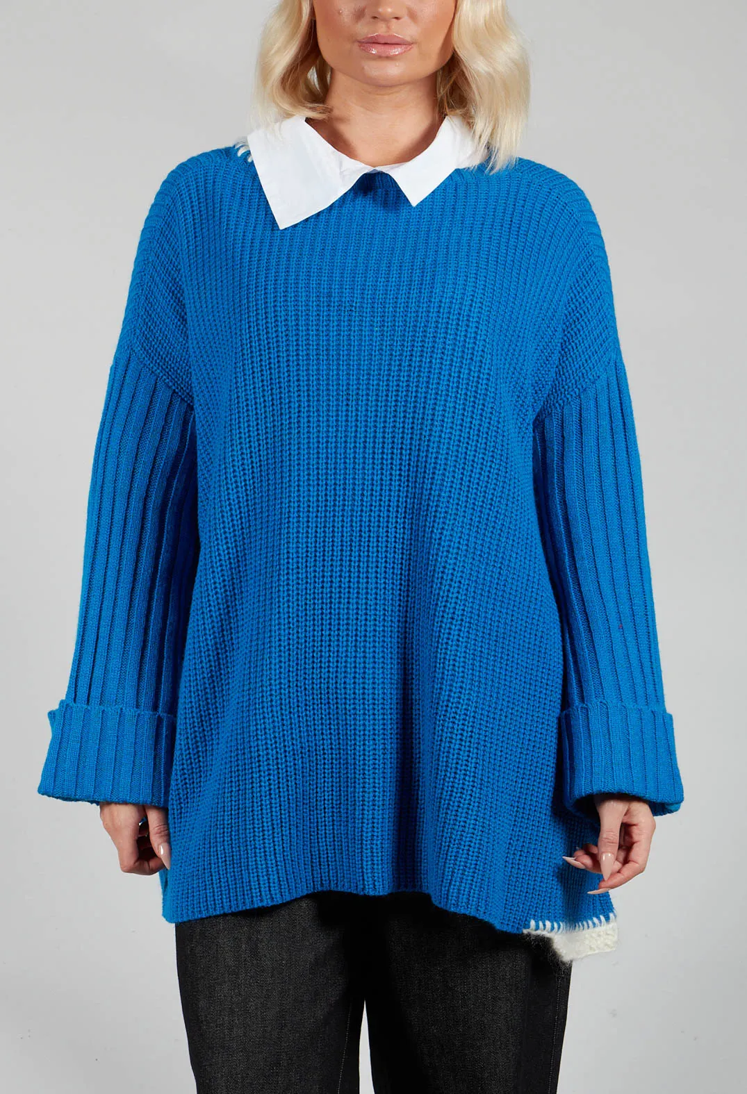 Oversized Knitted Jumper in Blue