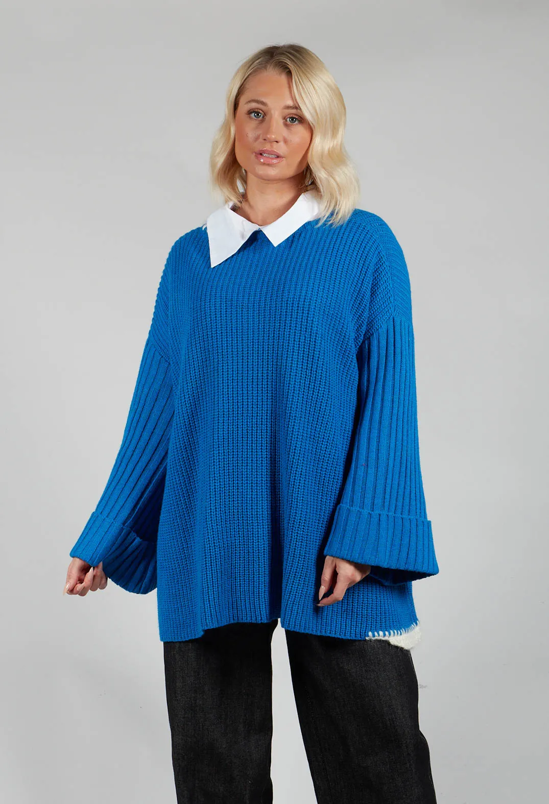 Oversized Knitted Jumper in Blue