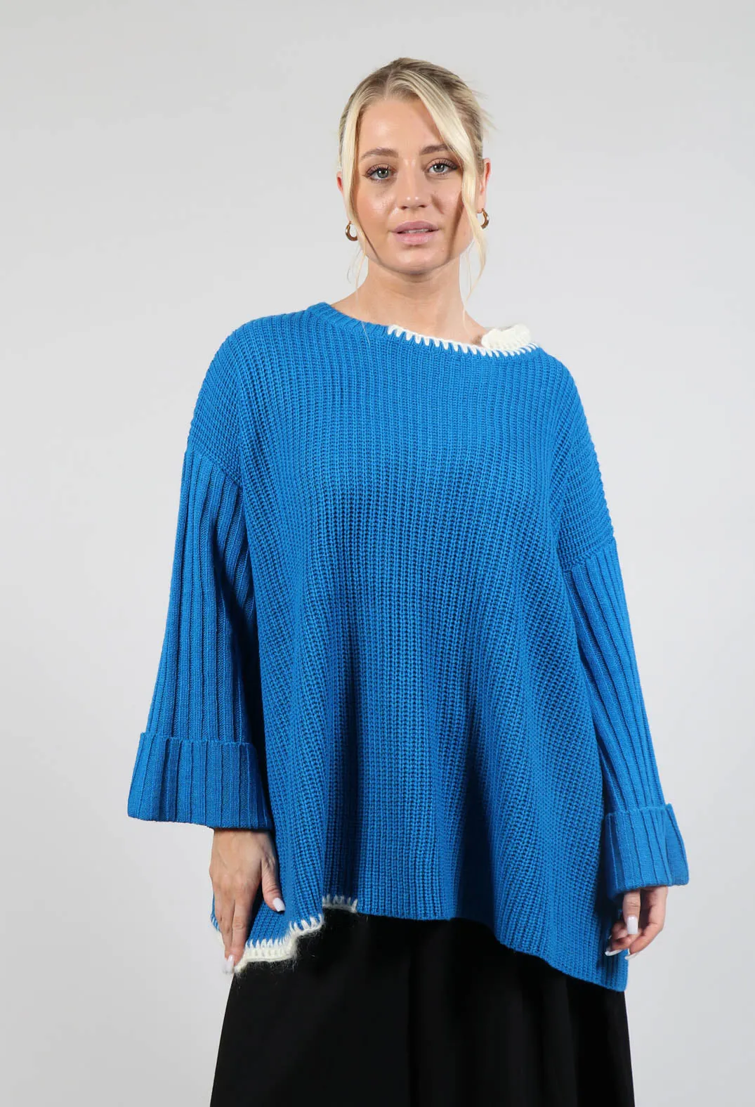 Oversized Knitted Jumper in Blue