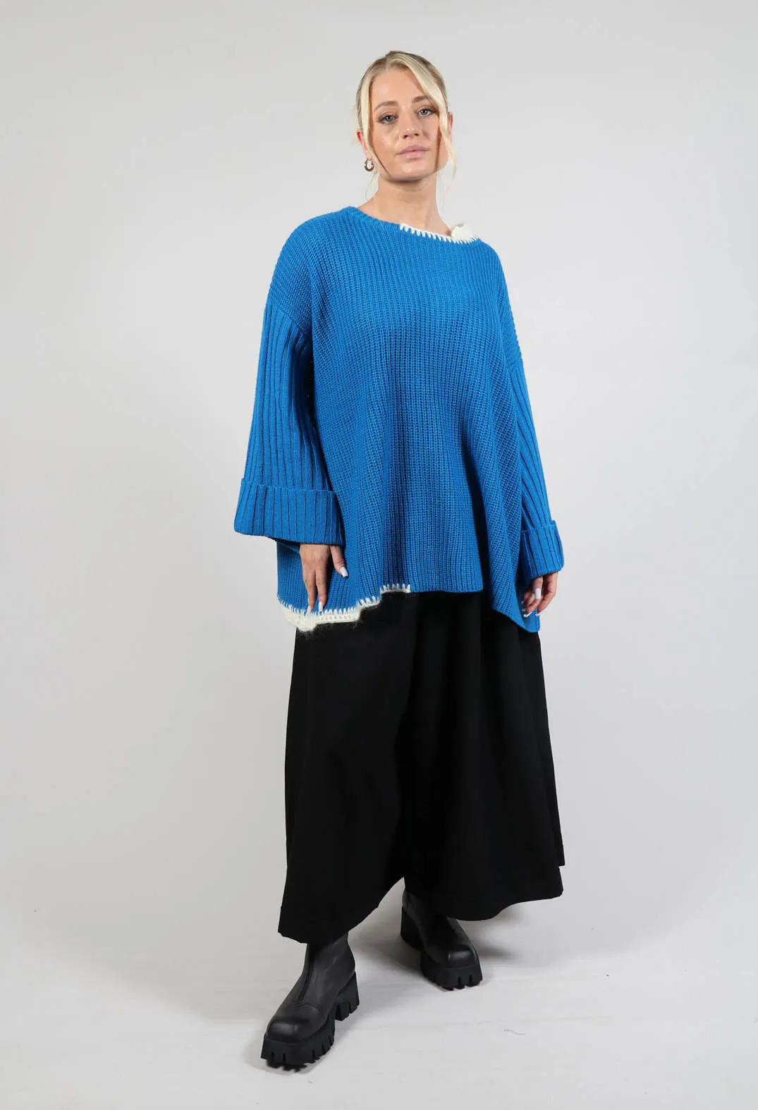 Oversized Knitted Jumper in Blue