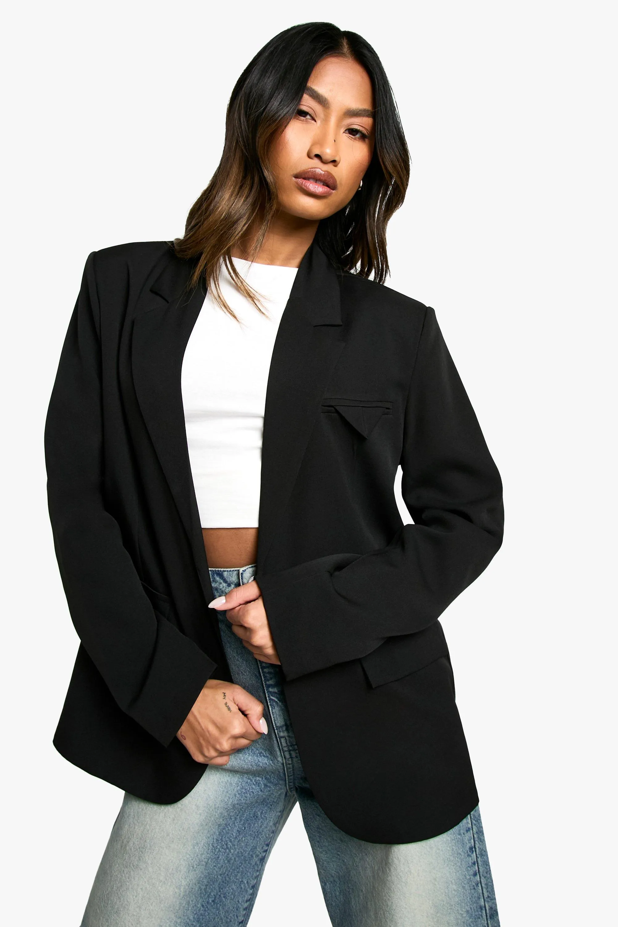 Oversized Pocket Detail Tailored Blazer