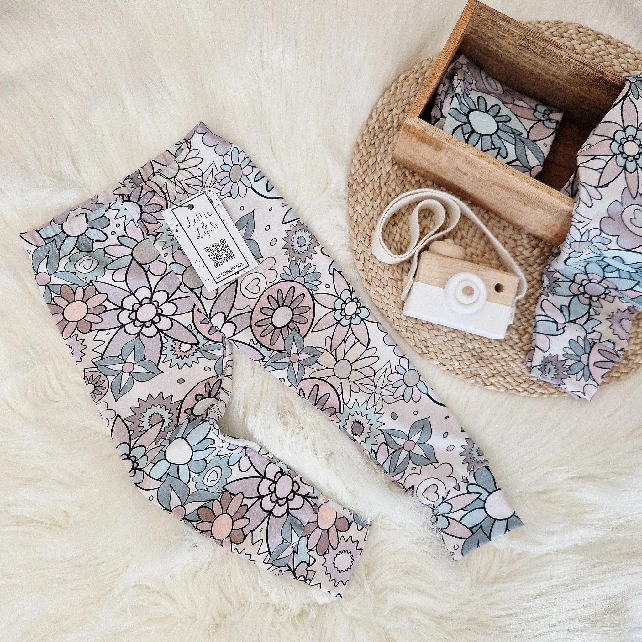 Pastel Floral Girls Printed Leggings