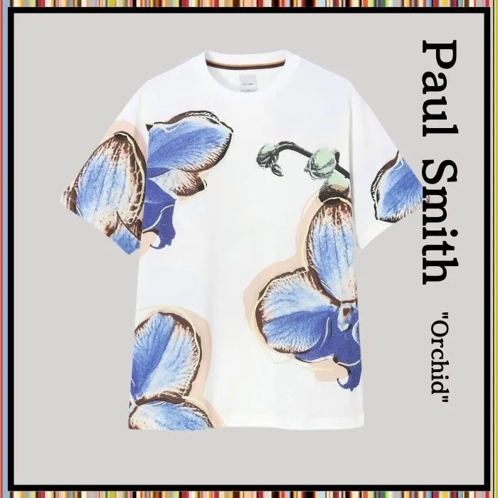 Paul Smith  |Crew Neck Pullovers Flower Patterns Cotton Short Sleeves