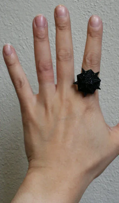 Pentagram Pave Ring, Matte Black