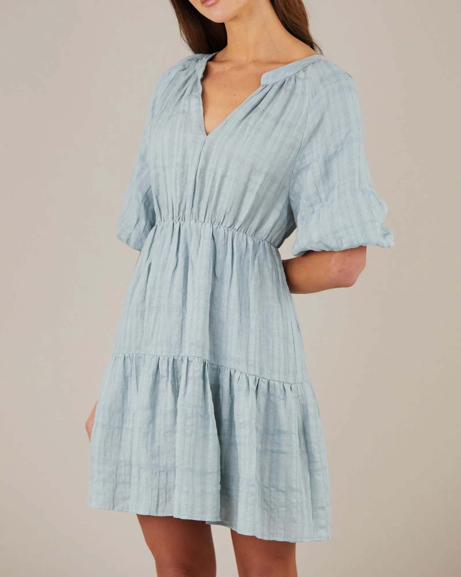 Pila Linen Mini Dress - Duckegg