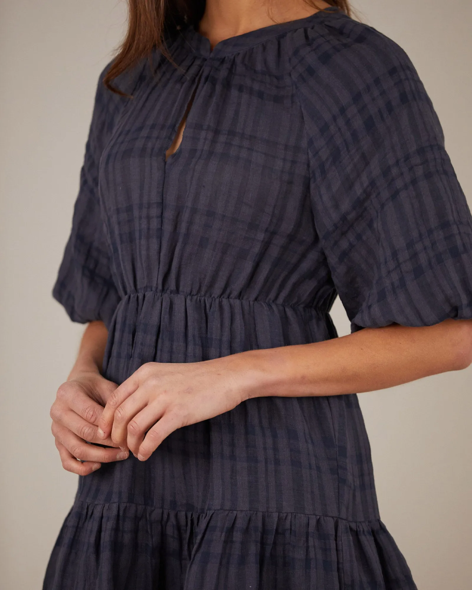 Pila Linen Mini Dress - Navy