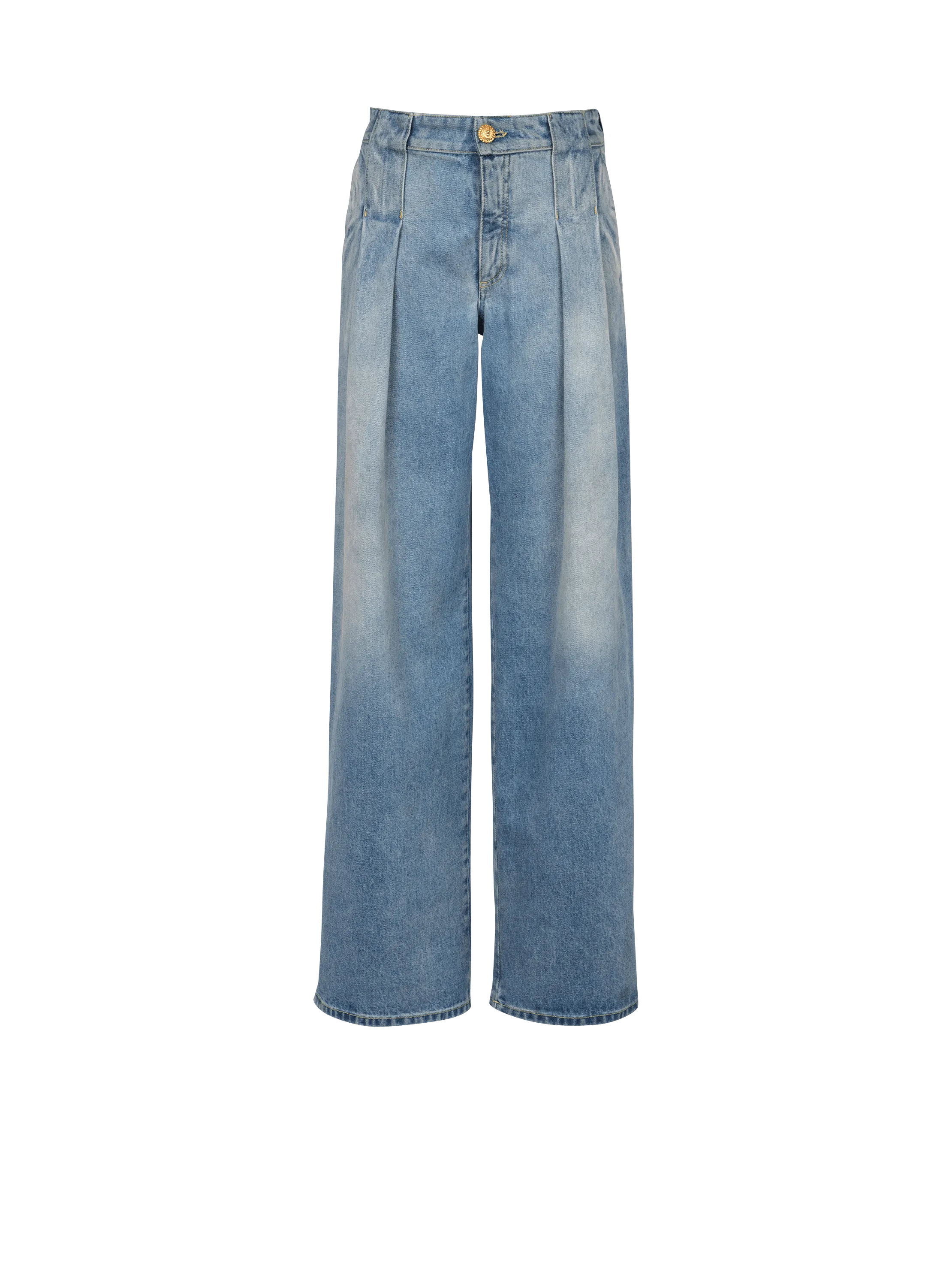 Pleated denim jeans