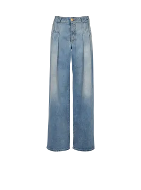 Pleated denim jeans