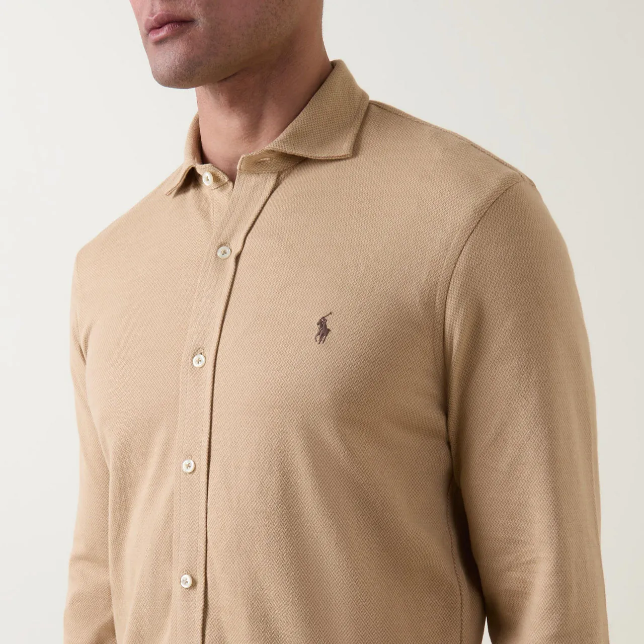 POLO RALPH LAUREN Jersey Logo Shirt - Beige