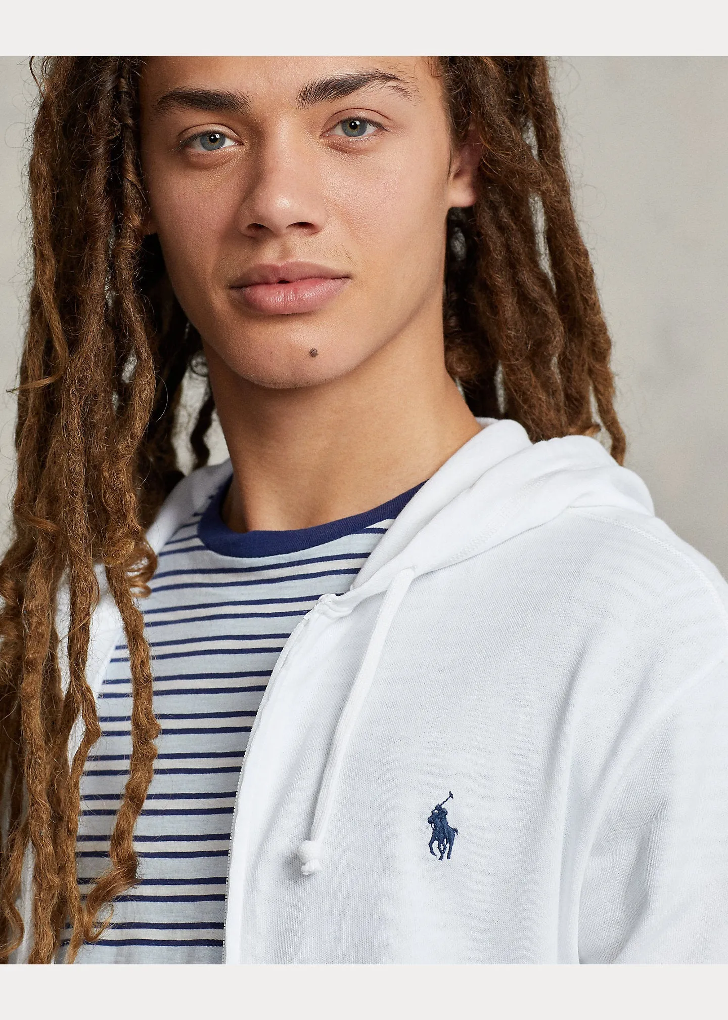 Polo Ralph Lauren - Sweat à capuche blanc en coton éponge spa